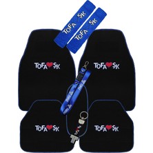 Tusba Market Tofaş Şahin Doğan Kartal Mavi Kenar 5'li Oto Paspas & Pelüş Emniyet Kemer Kılıfı & Araç Içi Aksesuarı