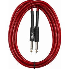 Cort CA525RED Kırmızı Gitar Kablo Gürültüsüz 5m (Noisless) Nude Cable Şeffaf