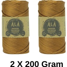Ala Depo 2 Adet Premium Polyester Makrome Ip (Süper Parlak) Çanta Ipi Supla Ipi 2mm - 200 Gram ( Toplam 400 Gram)
