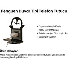 Penguen Tasarımlı Duvar Tipi Telefon Tutucu