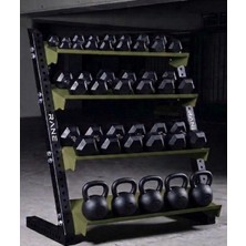 Rane Dambıl Kettlebell Standı Siyah Haki Renk 4 Raflı Çok Amaçlı Kullanım