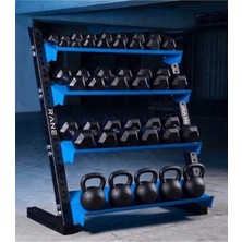 Rane Dambıl Kettlebell Standı Siyah Mavi 4 Raflı Çok Amaçlı Kullanım