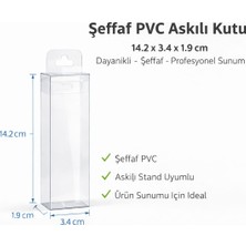 Şeffaf, Pvc, Asetat Kutu Askılı Model - 250 Mikron - 3.4 x 1.9 x 14.2 cm - (50 Adet)