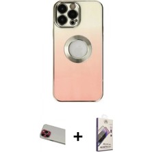 İlk El Grup Ieg™ iPhone 13 Pro Max Kılıf Kutup Yansıma Özel Seri - Siyah Bilvis 3D Mat Cam Ekran Koruyucu + Kırmızı Rainbow Kamera Lens Koruma Cam