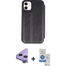 İlk El Grup Ieg™ iPhone 11 Kılıf Zirve Yansıma Serisi - Şeffaf Royal Nano Ekran Koruyucu + Mor Raze Metal Kamera Lens