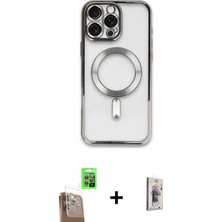 Marsilyan™- iPhone 16 Pro Max Kılıf Nova Işık Özel Seri - Siyah Bilvis 3D Cam Ekran Koruyucu + Çöl Titanyum Raze Metal Kamera Lens