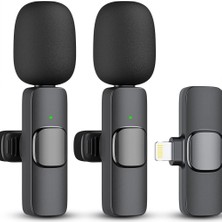 Sneezy iPhone Uyumlu Lightning Girişli Kablosuz Yaka Mikrofonu Çift Mikrofonlu Wireless Mikrofon Seti