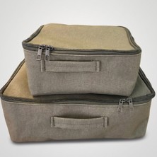Tanto Bushcraft Tanto Haki Mumlu Kanvas 2’li Hurç Seti Fermuarlı Organizer Çanta – El Yapımı Depolama ve Valiz Düzenleyici (Küçük ve Büyük Boy)