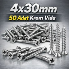 İnci Krom Vida 4X30MM 50 Adet Paslanmaz Inox Vida