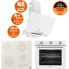 Afm Tech ve Ferre Marka Raleo Ultra Sessiz Elekt Vitro Beyaz Ankastre Set( D064-SA+ V5-04 + FM7601)