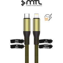 Mtl 30W Pd Type-C To iPhone Lightning Örgülü Hızlı Şarj ve Data Kablosu 1.5 Metre MT2124