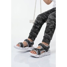 Cool Siyah Cırtlı Işıklı Hafif Unisex Çocuk Sandalet Sage F