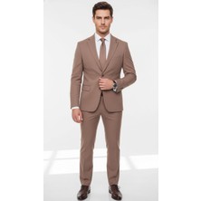 Plus Scorpion TK6895 Erkek Slim Fit Mikro Desenli Takım Elbise 2 Düğmeli Çift Yırtmaçlı Modern Ceket Pantolon Takım