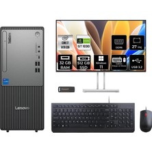 Lenovo Thinkcentre Neo 50T Gen 5 i7 14700 32GB RAM 512GB SSD 27" FHD Win11 Pro 12UAS0GL00P1065 Masaüstü Bilgisayar + Per4 USB
