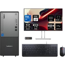 Lenovo Thinkcentre Neo 50T Gen 6 Intel Core Ultra 5 225 32GB 4tb SSD 23.8" Fhd Monitör Fdos Masaüstü Bilgisayar & Per4 USB Bellek 13BD007UTRP608