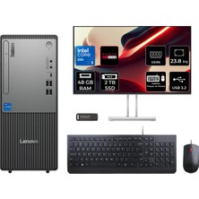 Lenovo Thinkcentre Neo 50T Gen 6 Intel Core Ultra 5 225 48GB 2tb SSD RX550/4GB 23.8" Fhd Monitör Fdos Masaüstü Bilgisayar & Per4 USB Bellek 13BD007UTRP671