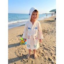 Trend Nexus %100 Pamuk Müslin Taş Baskı Çocuk Panço-Bornoz