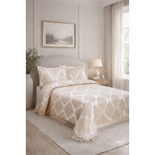 Bir Home Floransa Jakarlı Fransız Dantelli Modern Çift Kişilik Yatak Örtüsü Takımı 240X250CM