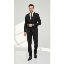 Plus Scorpion TK6895 Erkek Slim Fit Mikro Desenli Takım Elbise 2 Düğmeli Çift Yırtmaçlı Modern Ceket Pantolon Takım