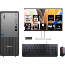 Lenovo Thinkcentre Neo 50T Gen 5 i7 14700 64GB RAM 2TB SSD 27" FHD Win11 Home 12UD001UTRP935 Masaüstü Bilgisayar + Per4 USB