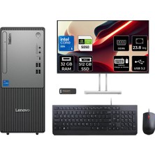 Lenovo Thinkcentre Neo 50T Gen 6 Intel Core Ultra 5 225 32GB 512GB SSD RTX5050/8GB 23.8" Fhd Monitör Fdos Masaüstü Bilgisayar & Per4 USB Bellek 13BD007UTRP845