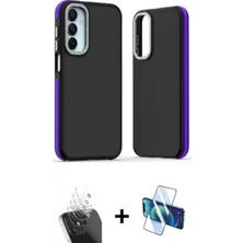 İlk El Grup Ieg™ Galaxy A25 5g Kılıf Eksen Işık - Siyah 3D Antistatik Seramik Nano Ekran Koruyucu + Şeffaf Kamera Lens Koruma Cam