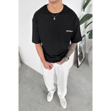 HAFKA Siyah About Baskılı Oversize Tişört