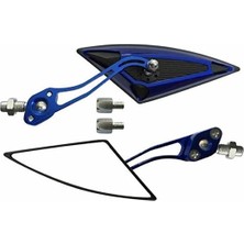 GMS Motosiklet Ayna Takımı Üçgen Model Üniversal 8-10 mm Uyumlu Mavi