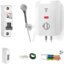 Feyza Design Ekvator King K 7008 Elektrikli Şofben + 9mt Kablo Takım Seti