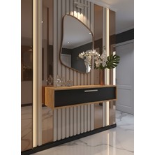 Feyza Design Modern Çam Antrasit Silver Dresuar, Duvara Monte Antre Mobilyası