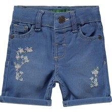 Tommiks Kids Çiçek Nakışlı 6-24 Ay Şort - Mavi