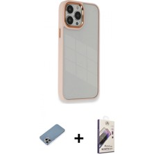 İlk El Grup Ieg™ iPhone 13 Pro Max Kılıf Eksen Doku Prime - Siyah Bilvis 3D Mat Cam Ekran Koruyucu + Gökkuşağı Shine Kamera Lens Koruma Cam