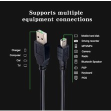 Mi-Ça Home Mini USB To Mini B Data Şarj Kablosu 5 Pin Ps3 Oyun Kolu, Fotoğraf Makinesi Data Kablosu