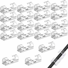 Mi-Ça Home Yapışkanlı 20'li Kablo Tutucu Sabitleyi Masa Duvara Uygun Ev Ofis Kablo Klips Organizeri