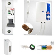 Feyza Design Bakır Rezistanslı Elektrikli Şofben 3 Metre Kablolu Tam Set