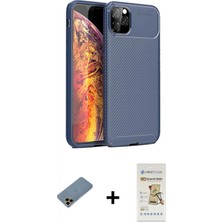 İlk El Grup Ieg™ iPhone 11 Pro Max Kılıf Eksen Form Prime - Siyah Mat Seramik Nano Ekran Koruyucu + Gold Shine Kamera Lens Koruma Cam