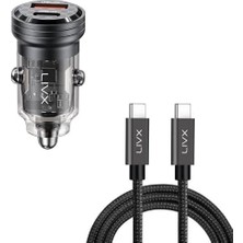 Mi-Ça Home Transparent 45W Pd/qc Mini Araç Şarj Cihazı ve 1 Metre Hızlı Şarj ve Data Kablosu L35 - Tct-01