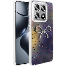 Mi-Ça Home 14T Pro ile Uyumlu Kılıf Kamera Korumalı Fiyonk Kalp Figürlü Ponti Kapak Lila