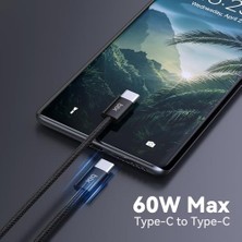 Mi-Ça Home Bix BX04CC Type-C To Type-C 60W Örgülü Şarj ve Data Kablosu 1 Metre (Siyah)