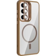 Mi-Ça Home Galaxy S24 ile Uyumlu Kılıf Standlı ve Kamera Lens Hediyeli M-Safe Şarj Özellikli Cns Etro Kapak - Lacivert