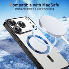 Mi-Ça Home 17 Pro Max Şeffaf Manyetik Kılıf (Magsafe Uyumlu) + 2 Temperli Cam – Darbeye Dayanıklı (Siyah)