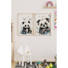 Tontilika Panda ve Koala 2’li Çocuk Odası Ahşap Çerçeveli Tablo Seti - Tatlı Dekor