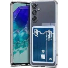 Mi-Ça Home Galaxy A26 ile Uyumlu Kartlıklı Şeffaf Kamera Koruma Yükseltisi Z-Serta Silikon Anti-Şok Özellikli Köşeleri Airbag Şeffaf Telefon Kılıfı