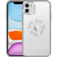 Mi-Ça Home 11 ile Uyumlu Kılıf Prıltılı Çıkartılabilir Kamera Lens Korumalı Kapak Gümüş