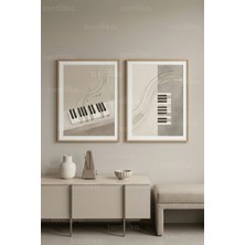 Tontilika Piyano ve Müzik Ritimleri 2’li Ahşap Çerçeveli Tablo Seti