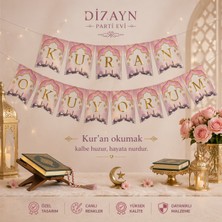 Dizayn Parti Evi Dzyn Kuran Okuyorum Banner Seti Islami Parti Süsü Mavi Pembe Renk Seçenekli Dini Etkinlik Süsleme Afişi
