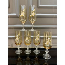 Nazan Home Bohemia Kristal Ayaklı Gold Kahve Yanı Su Bardağı 180ML