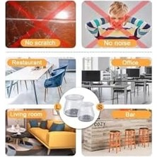Mi-Ça Home 36 Adet (3cm - 3,5 Cm) Keçeli Silikon Yarı Saydam Mobilya Kaydırmaz Zemin Koruyucu,beyaz