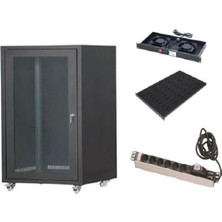 Setrack 19'' 12U 600X600 Rack Kabinet+2lifan+Sabit Raf+Grup Priz