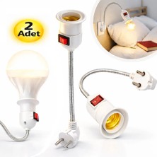 Anktek Prizden E27 Duya Dönüştürücü 26 cm 360 Derece Spiralli Akrobat Anahtarlı Duy (2 Adet)
